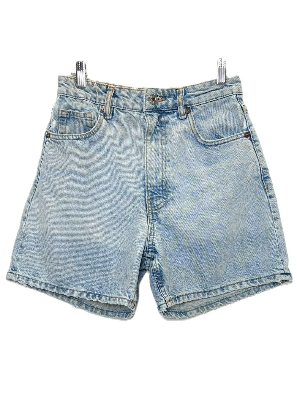 Zara High Rise Jean Short Womens Size 4 Clean Light Wash 5" Rigid Cotton Denim